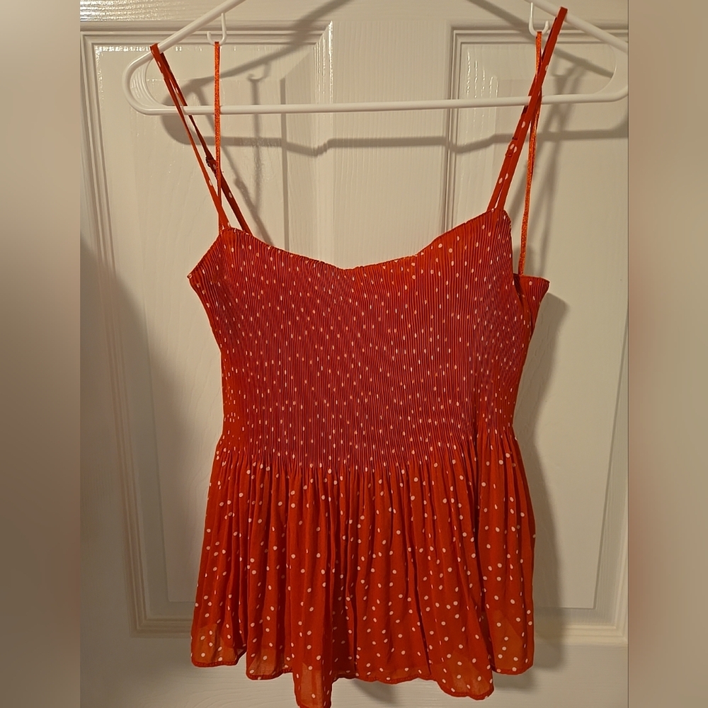 Nwot Lush red polka dot spaghetti stap crepe cami size medium